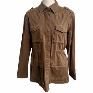 Gramicci Field Jacket Women M Brown Snap Embroidery Artisan Cargo Gorpcore Lined